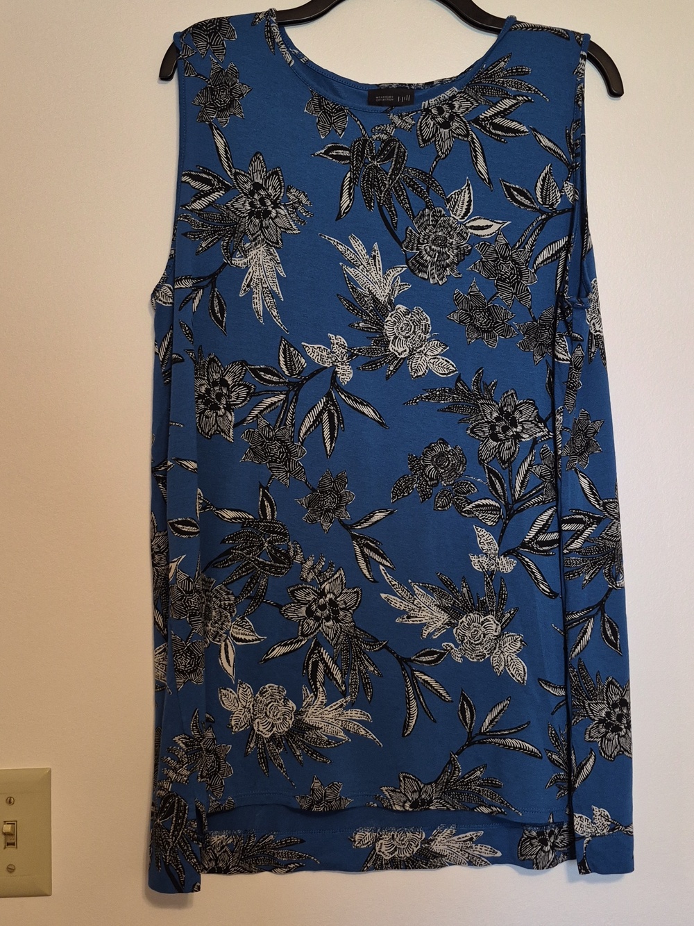 J. Jill Blue Floral Sleeveless Tank SZ L